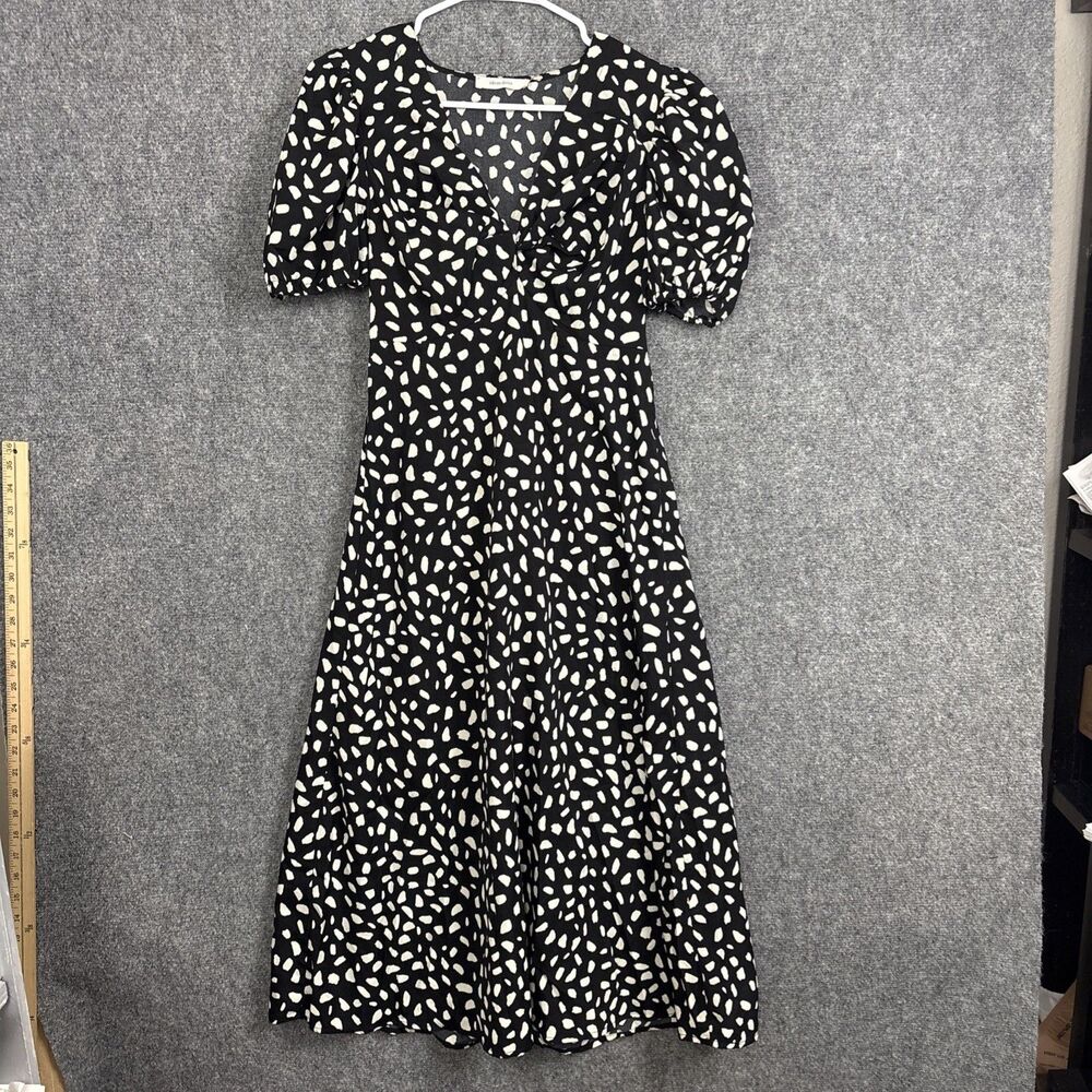 Idem Ditto Dress Womens Size S Black Spotted Midi Fitted Casual Date Night